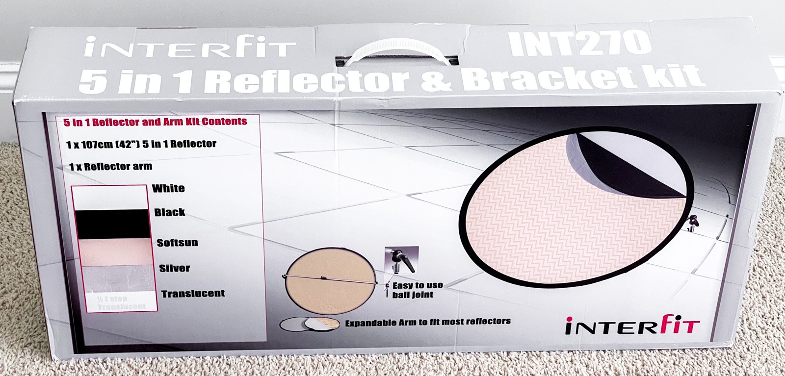 Interfit Collapsible 5-in-1 Reflector Kit w/ 2 Brackets (42") & Reflector INT270