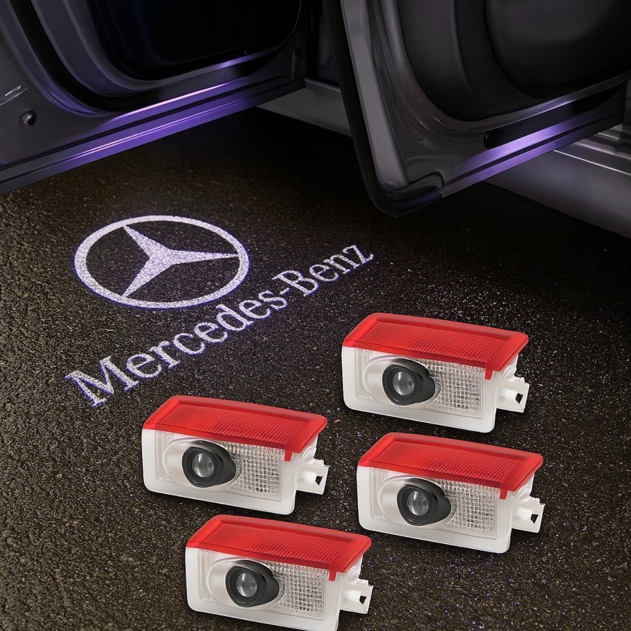 4X LED Car Ghost Puddle Shadow Door Lights For |MB| A B C E G GL ML S