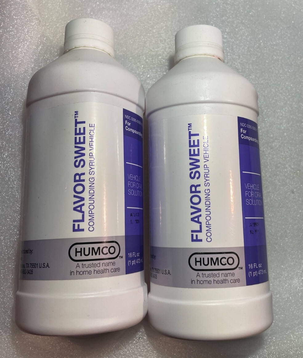 2X Humco Flavor Sweet Compounding Syrup Vehicle  Formula  16oz