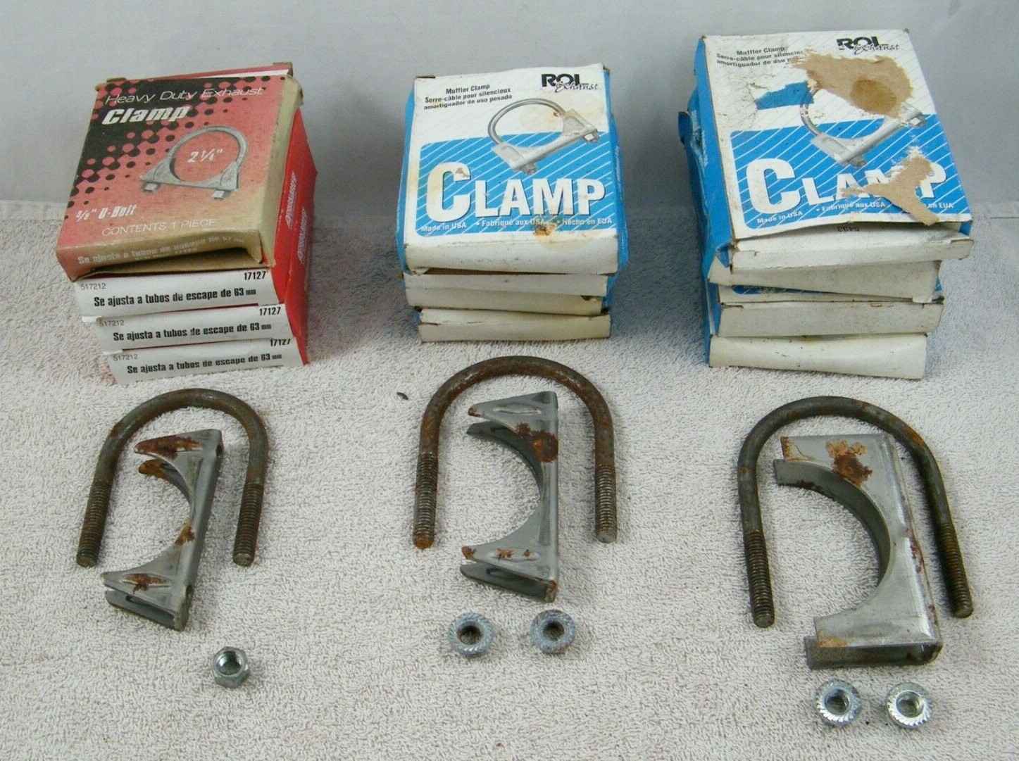 12 EXHAUST CLAMPS ROL & NI 517212 2 1/2", 517234 2 3/4", 517300 3", 17126 2 1/4"