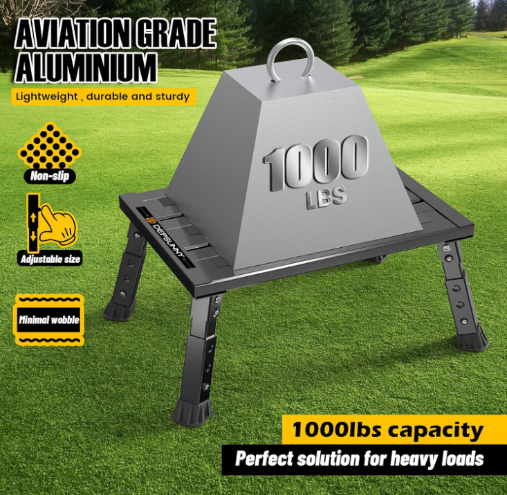 Adjustable RV Step Stool, 3-Step Height Adjustment, Foldable Legs, Wide Anti-Sli