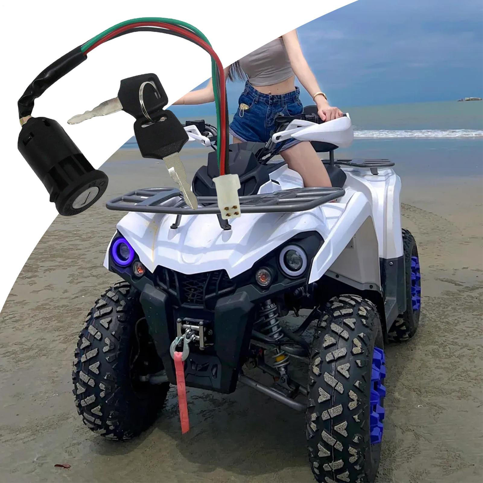ATV 50-250cc Ignition Key Starter Switch Beach Car Female Plug Ignition Key