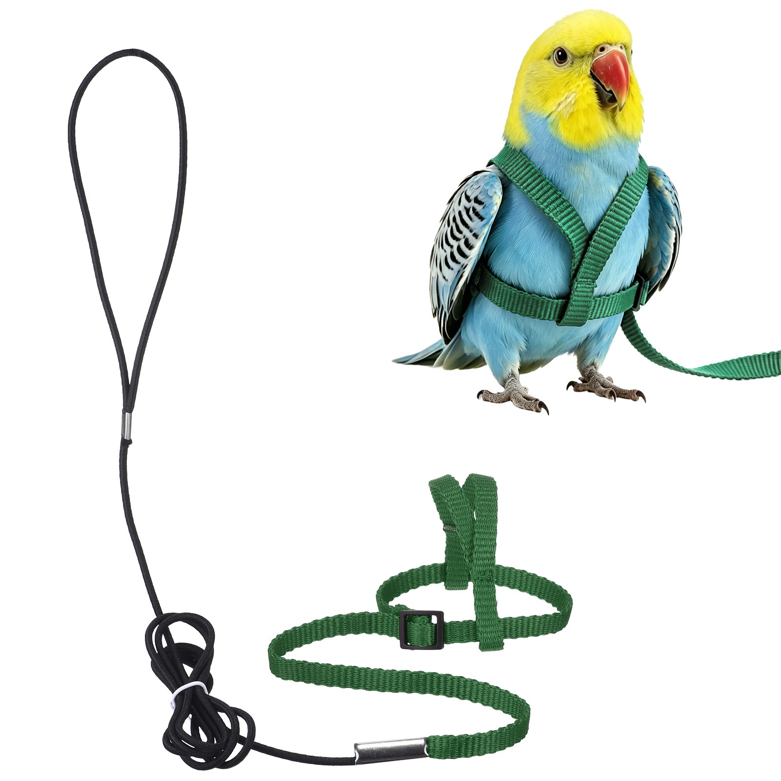 Adjustable Bird Harness Parrot Leash, S Size Nylon Bird Harness, Green