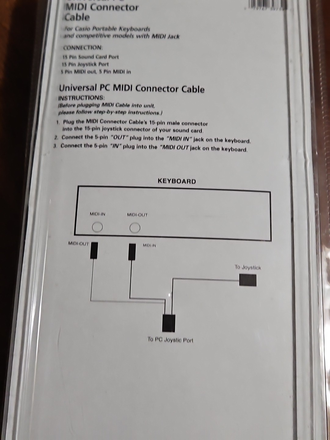 Casio MM Cable Universal PC MIDI Connector Cable For Keyboards