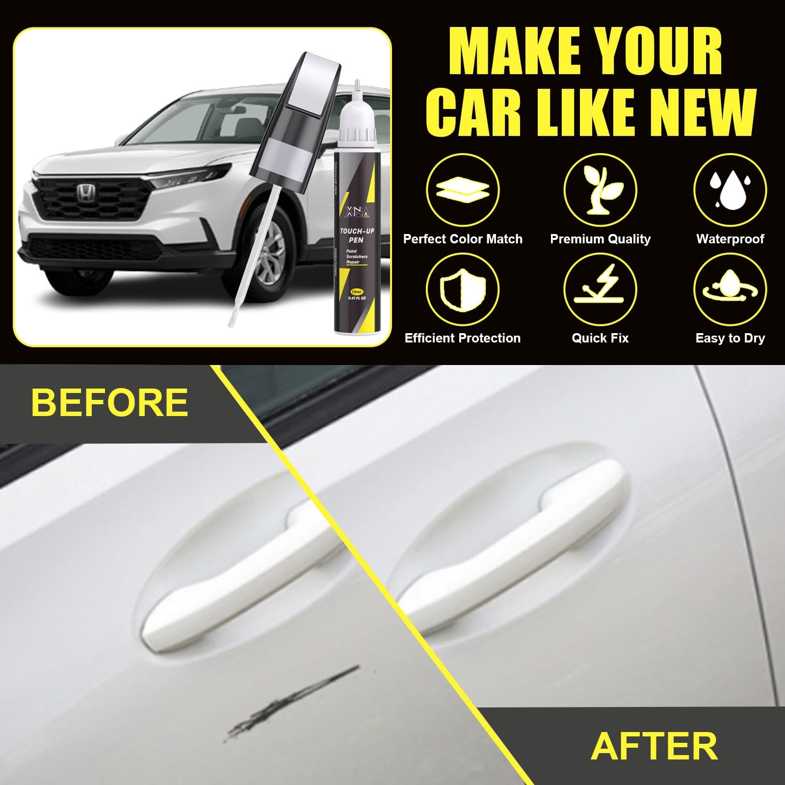 Platinum White Pearl(NH-883P) for Honda Touch Up Paint, Car Scratch Remover f...