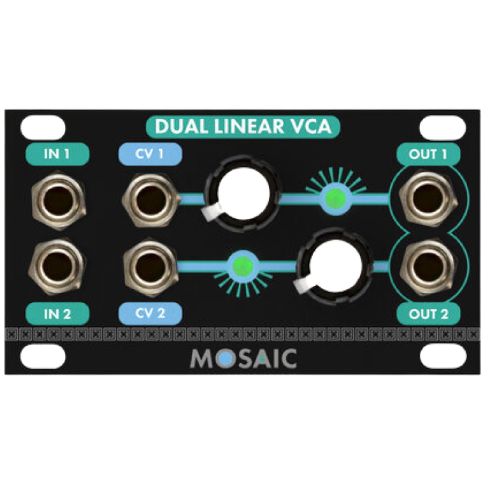 Mosaic Dual Linear VCA Eurorack Synth Module, Black