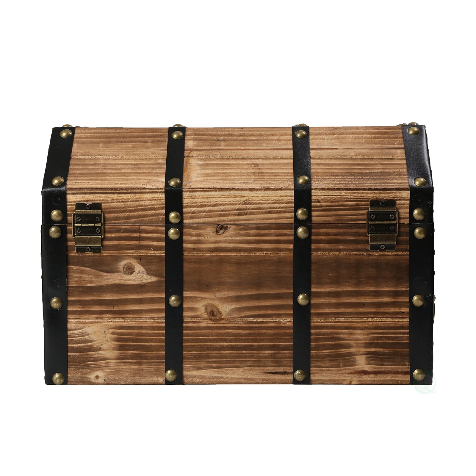 Lockable Large Wooden Pirate Trunk with Lion Ring Handles
