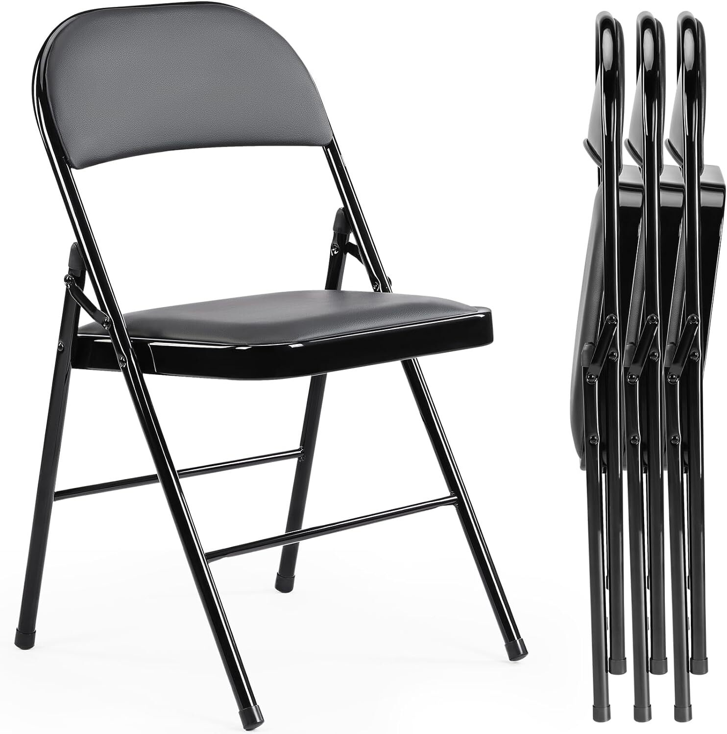 Leather Folding Chair Padded Folding Chairs Sturdy Metal Foldable Chair Outdoor
