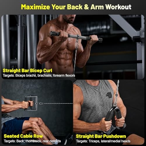 Cable Attachments for Gym, LAT Pulldown & Cable Machine Short Bar Set