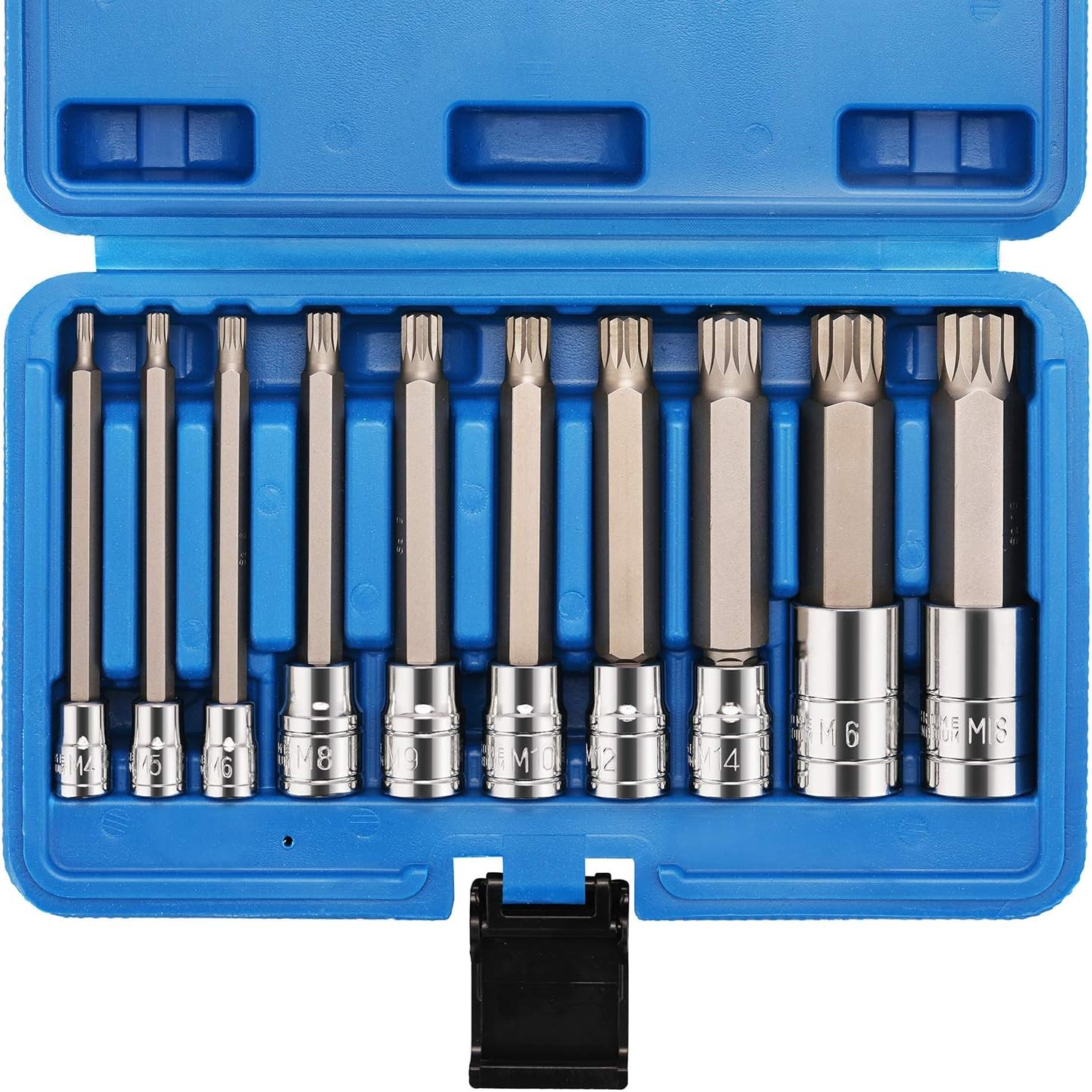 CASOMAN 10 Piece Spline Tip Bit Socket Set, M-Type, S2 and Cr-V One Size