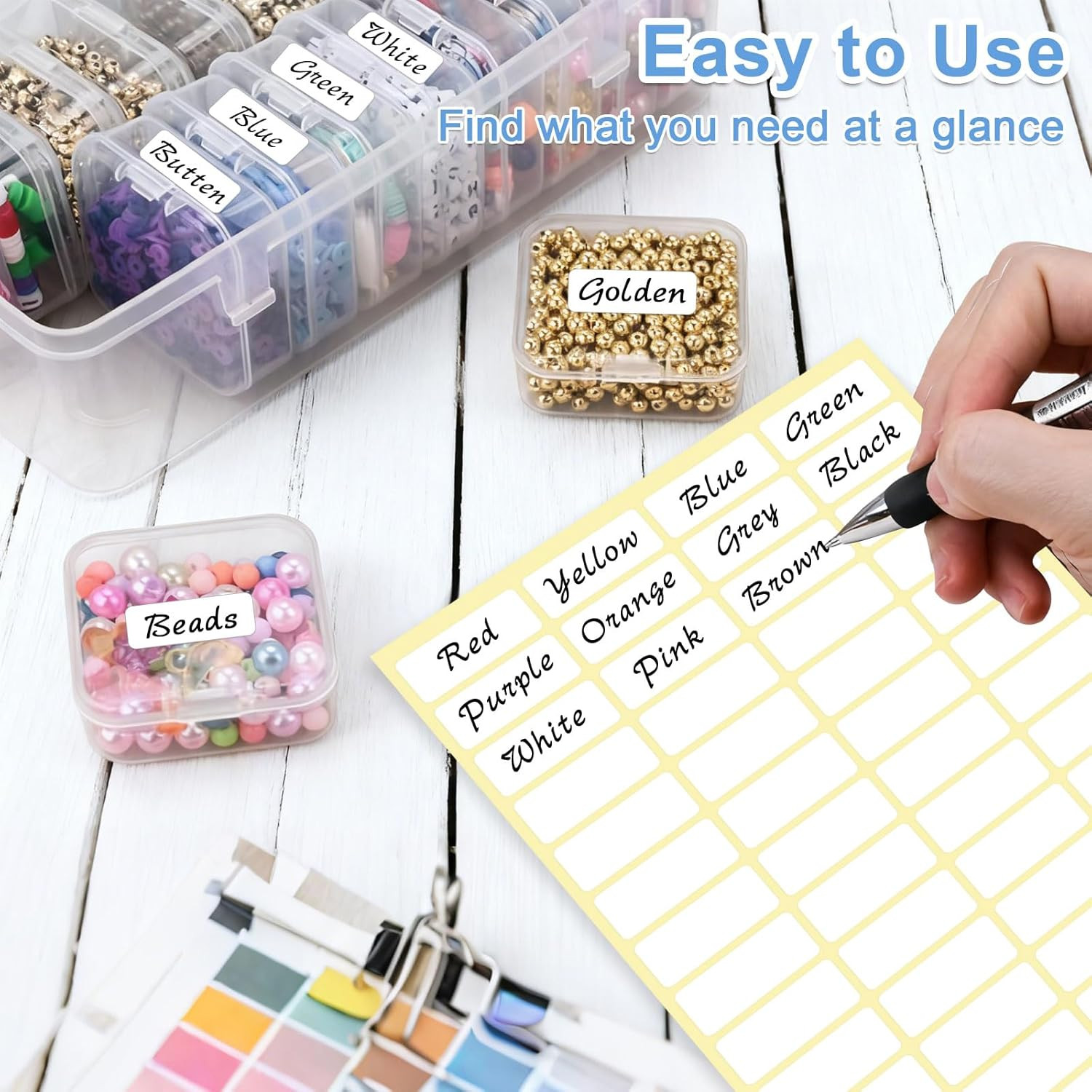 Bead Organizer Box, 62 Pcs Small Beads Organizers, with Classification Tags and