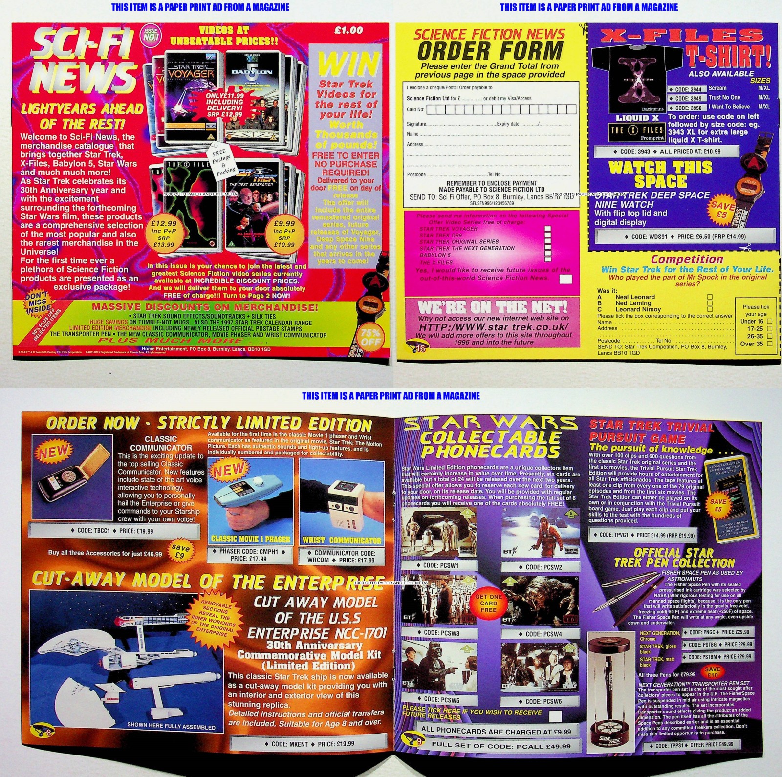 Star Trek Voyager The Next Generation The X-Files Babylon 5 VHS Catalog 16 Pages
