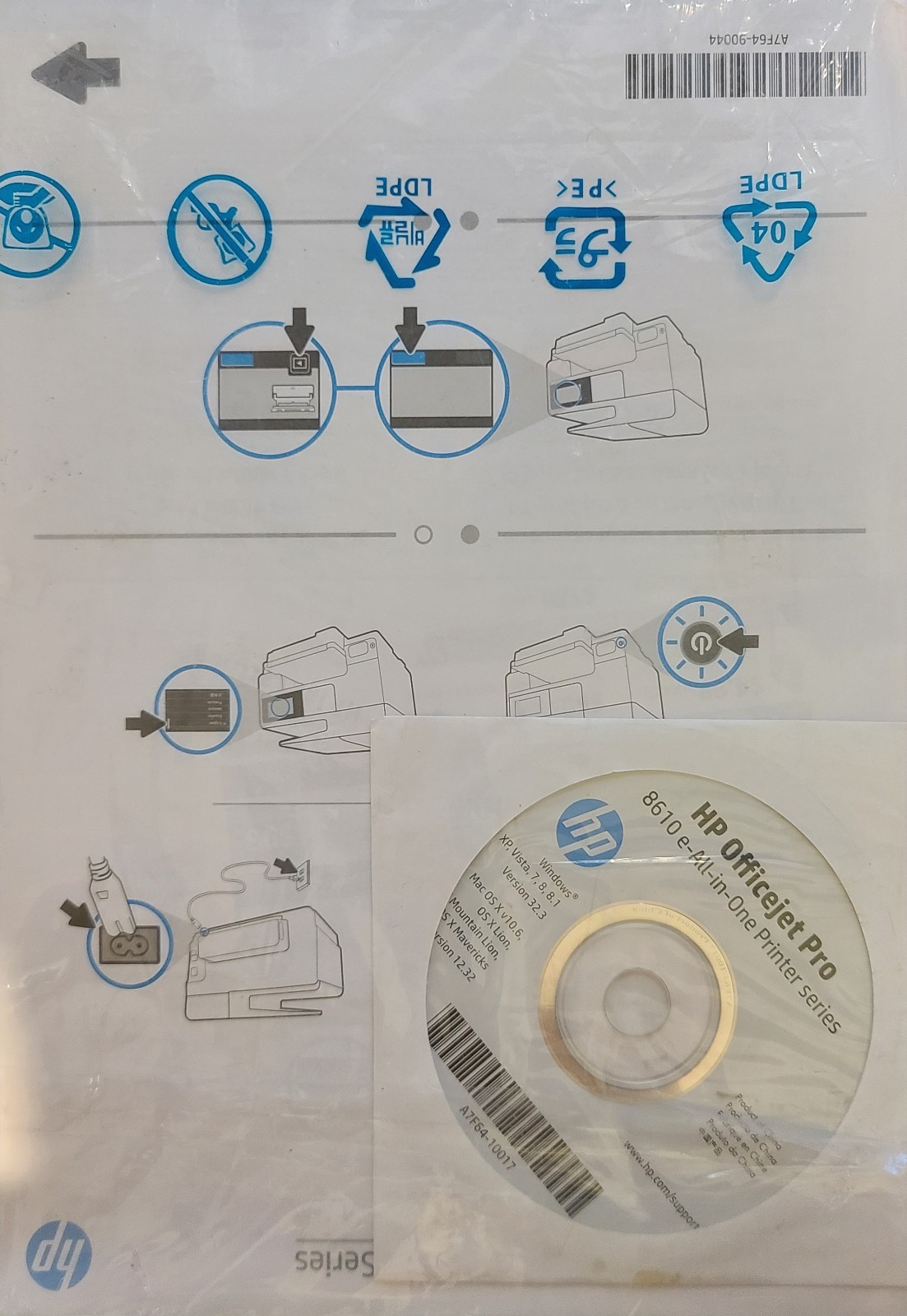 Hp Officejet Pro 8610 e-All-in-One Printer series Driver CD for Win/MAC & manual