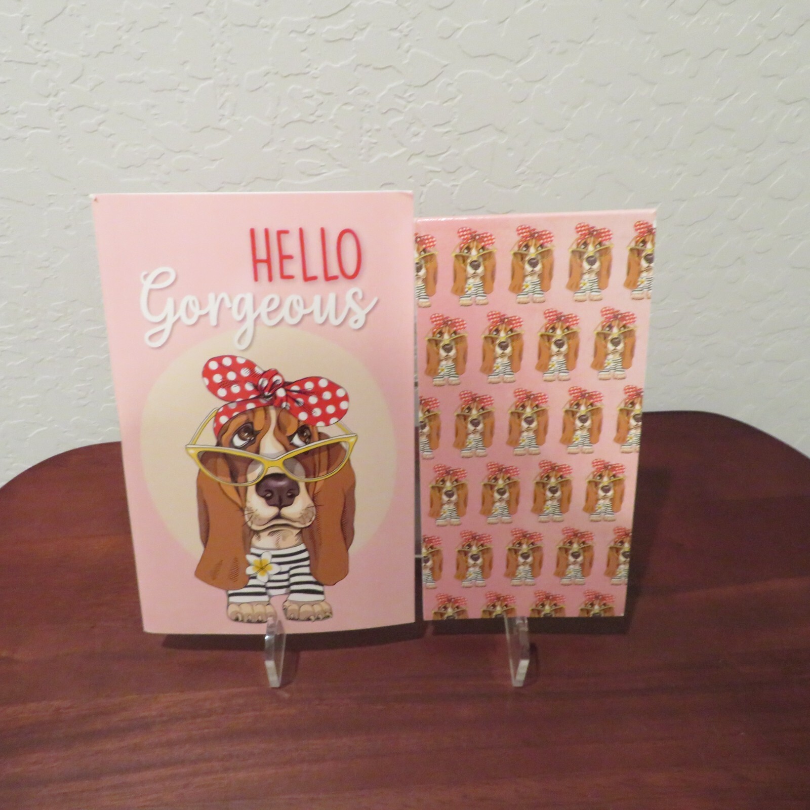 Set of 2 Basset Hound Dog Hello Gorgeous Notepad Notebook NEW