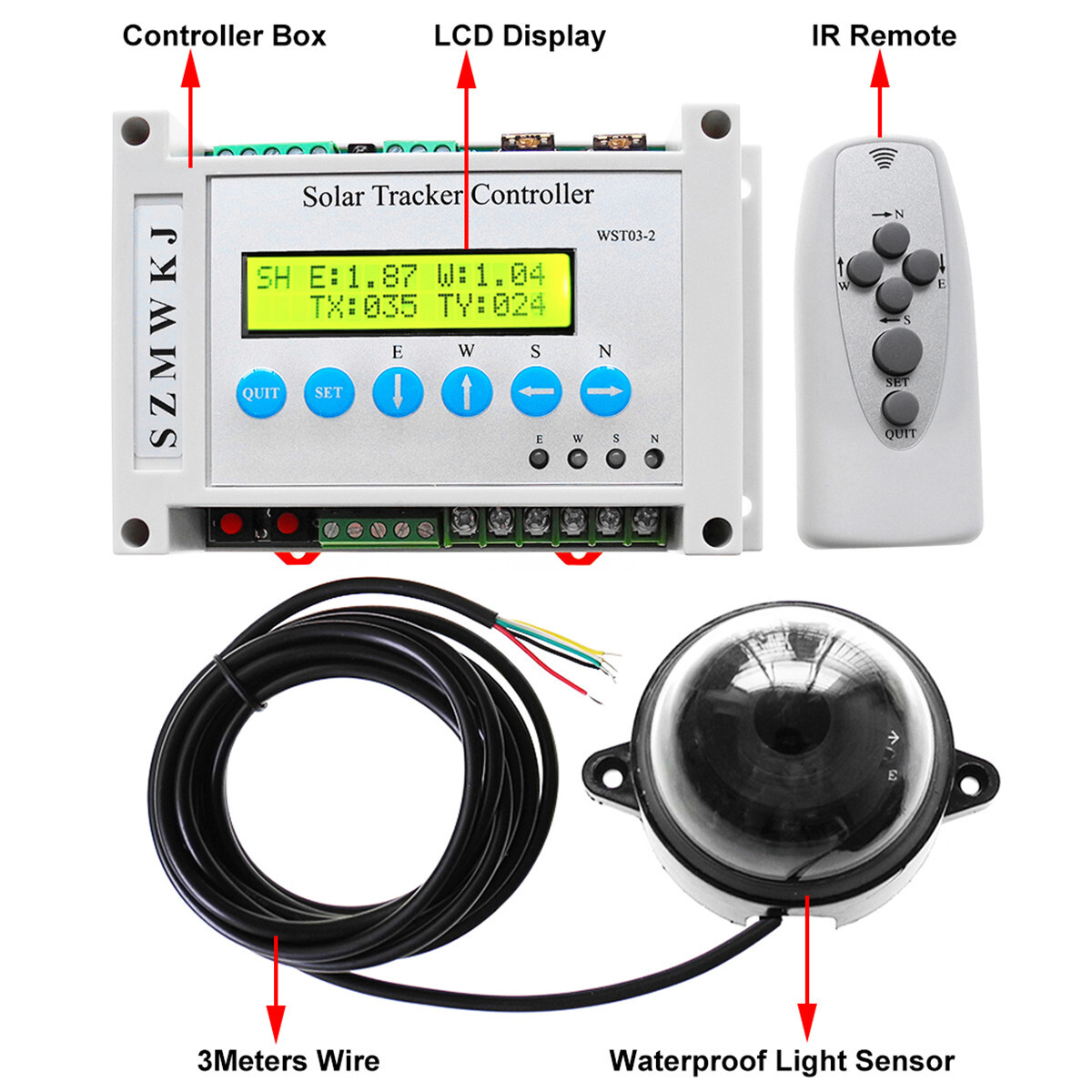 SZMWKJ Solar Panel Auto Tracking LCD Dual Axis Solar Tracker Controller & Remote