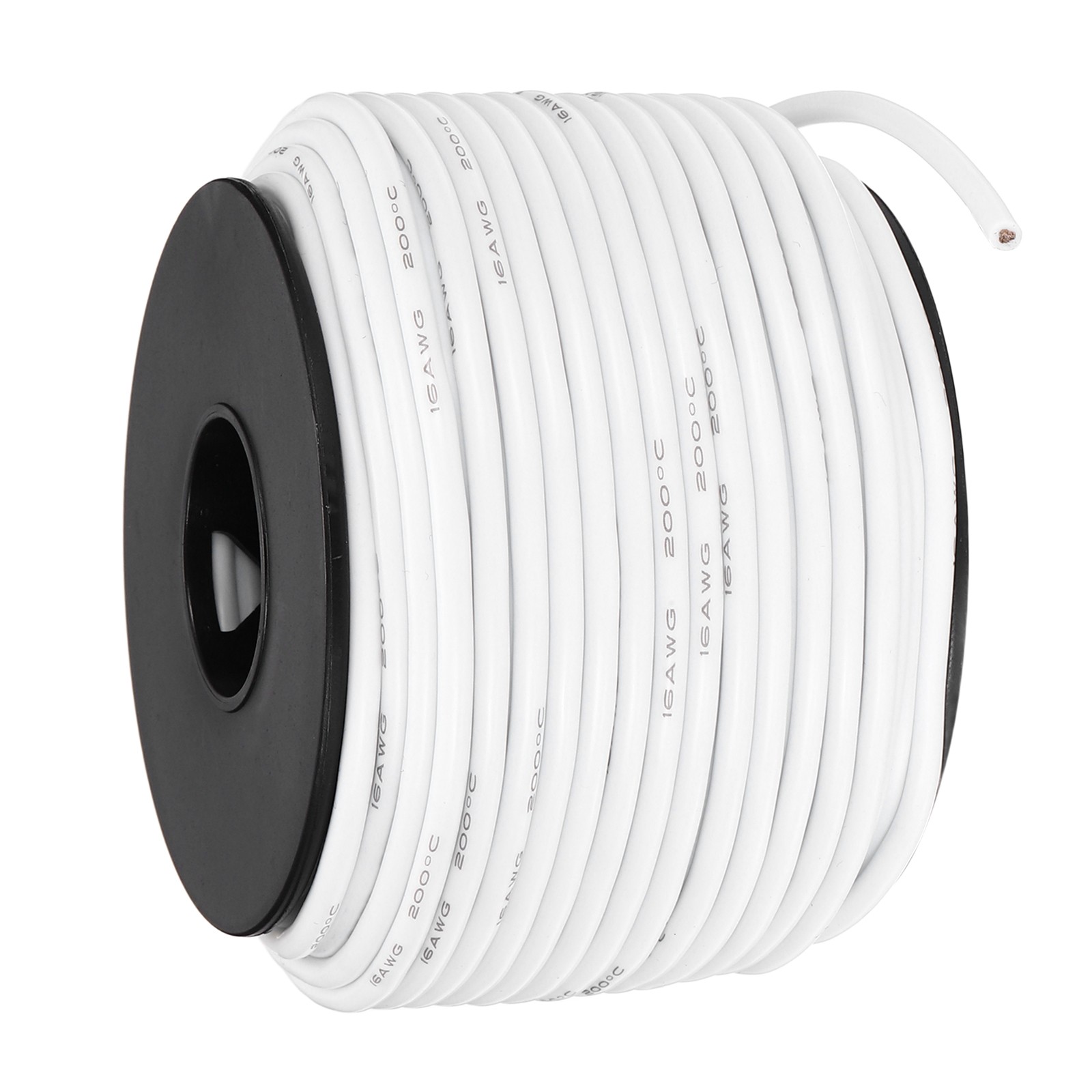 16 AWG Flexible Silicone Wire 30.5m/100ft, Tinned Copper Electrical Wire, White