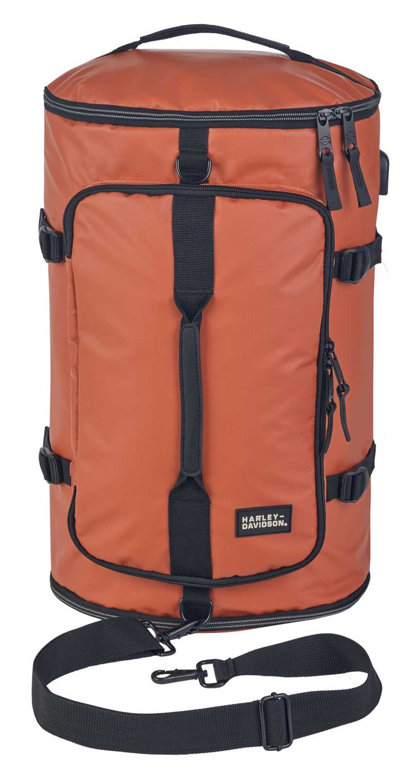 Harley-Davidson Water-Resistant Travel Hybrid Duffel Bag/Backpack - Vintage Rust