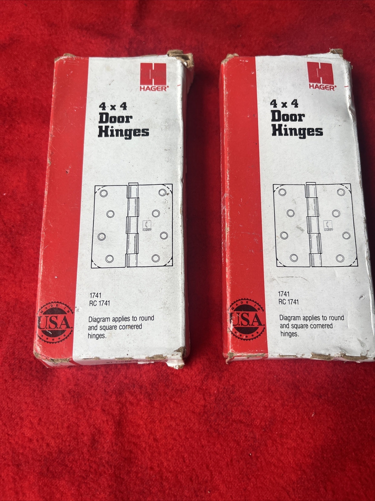 LOT OF 2 HAGER 4x4 DOOR HINGES - 2 PCS EACH, COLOR-USP PRIME - NEW  (t11)