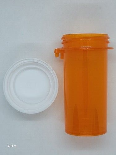 10 Pack, 10 Dram Tab Lock Reversible Pill Herb Vials Bottles w/lids, Amber