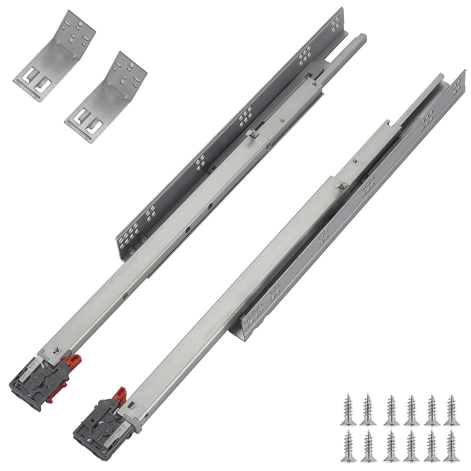 Full Extension Undermount Drawer Slides 18 inch (1 Pair), Soft Close Concealed