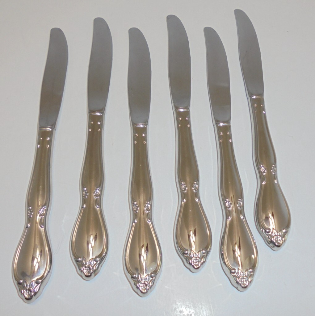 6 Oneida Community Stainless Chatelaine Dinner Knives
