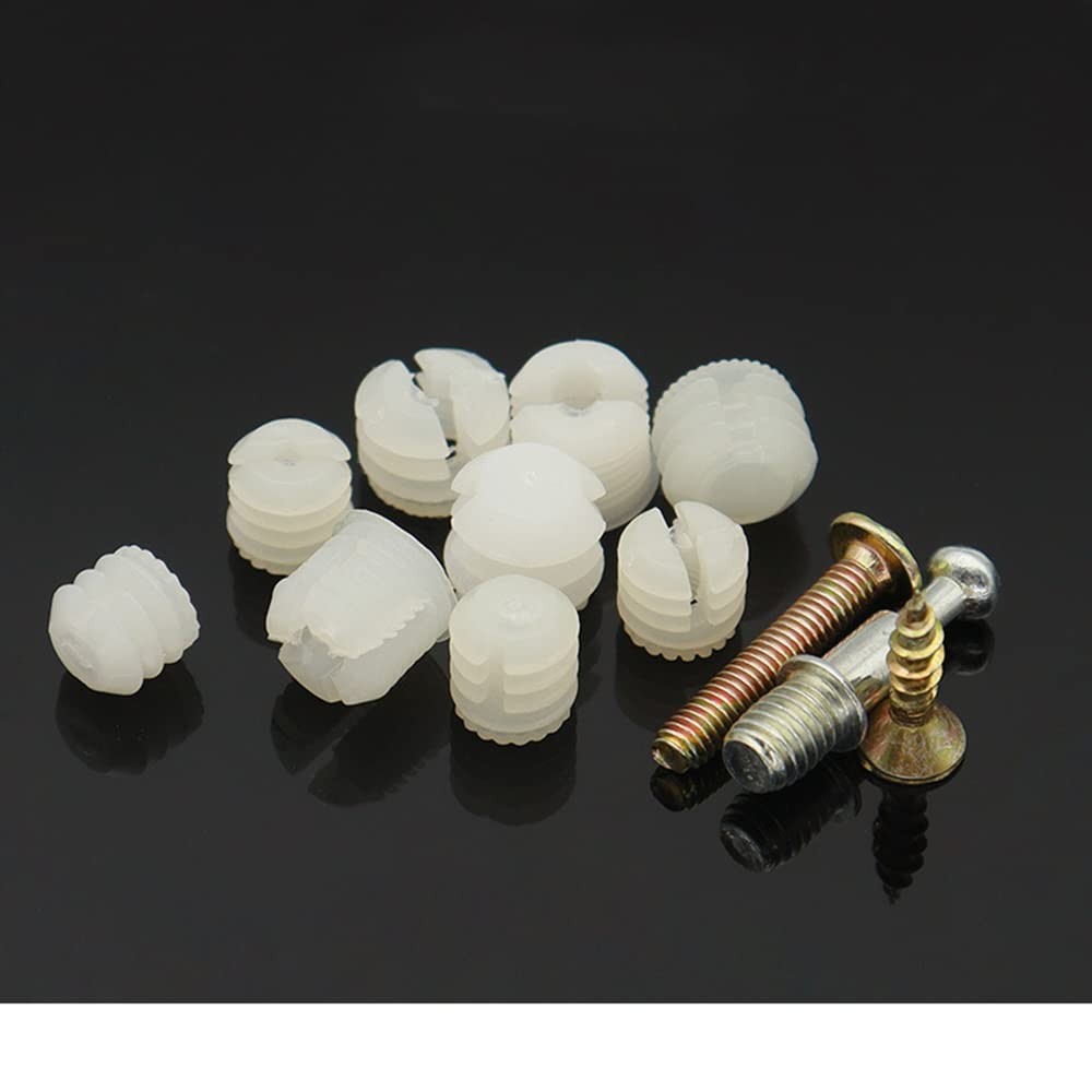 MEETOOT 100pcs Plastic Hinge Dowel Inserts Kit 4x10mm Toothed One Size, White