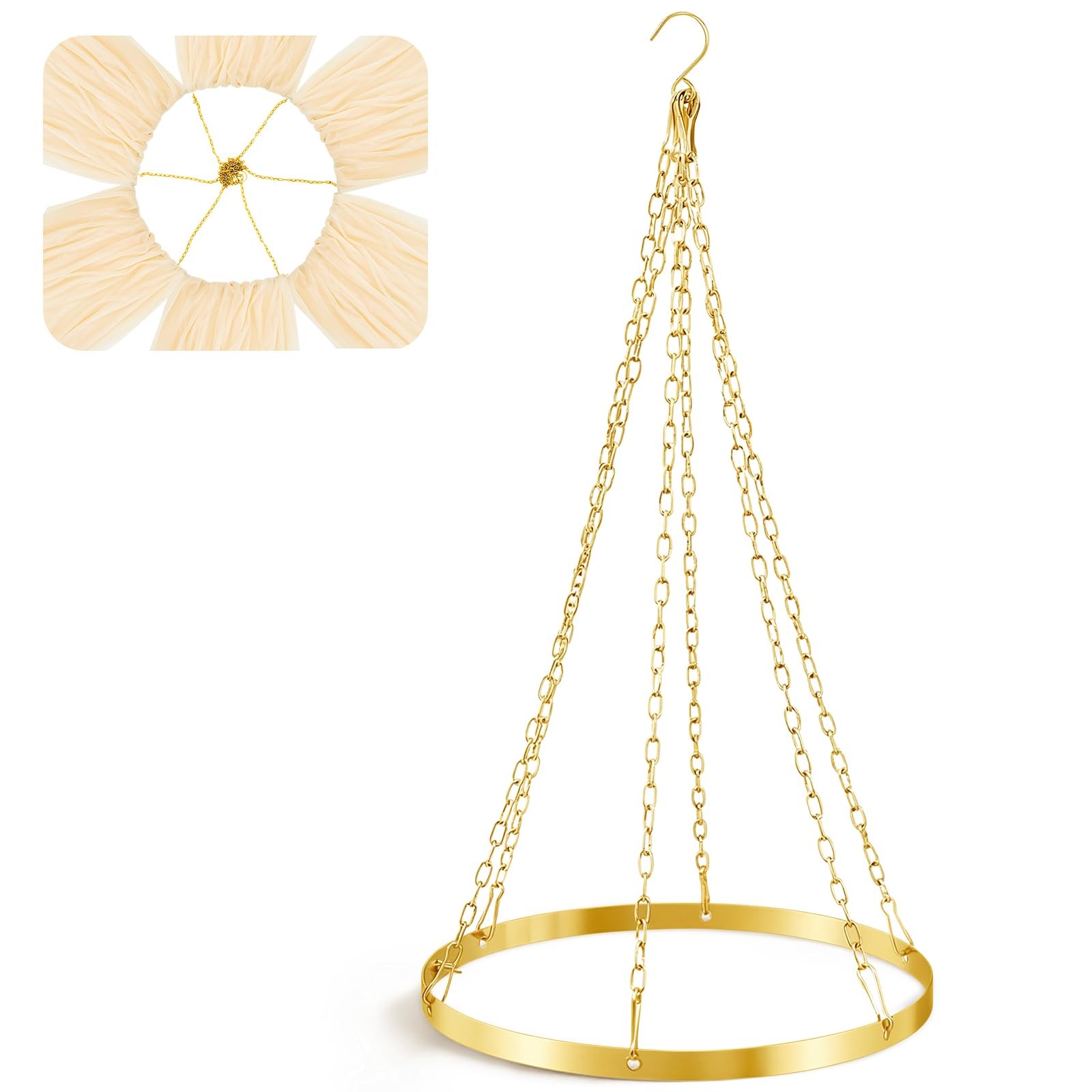 Otoolling 12 Inches Gold Metallic Ceiling Drapes Hanging Kit For 6 Panels