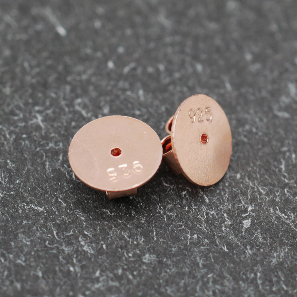 925 Sterling Silver Stud Post Earring Backs Disc Support Rose Gold Tone A4494