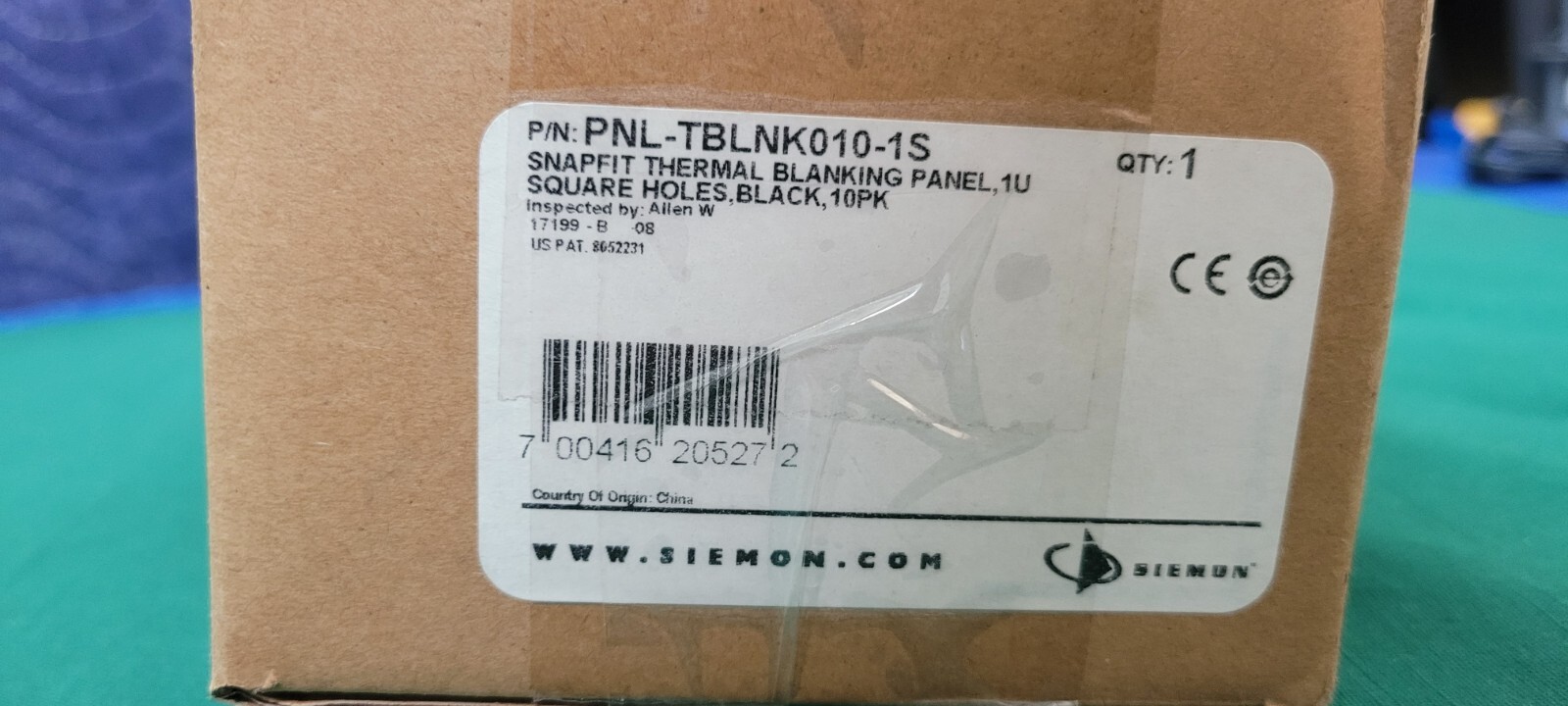 SIEMON PNL-TBLNK010-1S Snapfit Thermal Blanking Panel