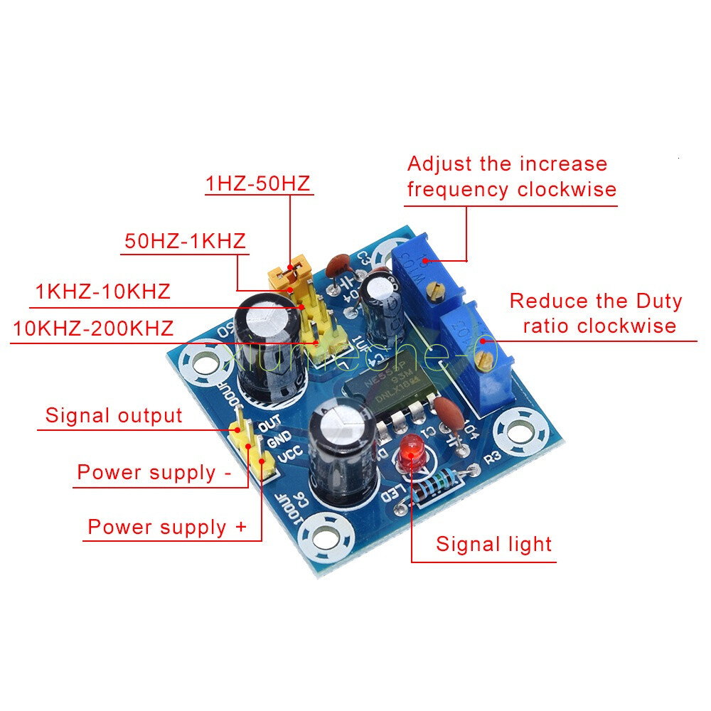 NE555 Duty Cycle and Frequency Adjustable Square Wave Module Board DIY Kit
