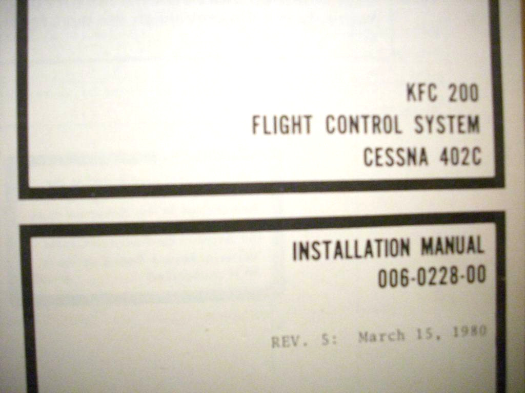 KFC 200 Flight Control System in Cessna 402C install checkout adjust manual