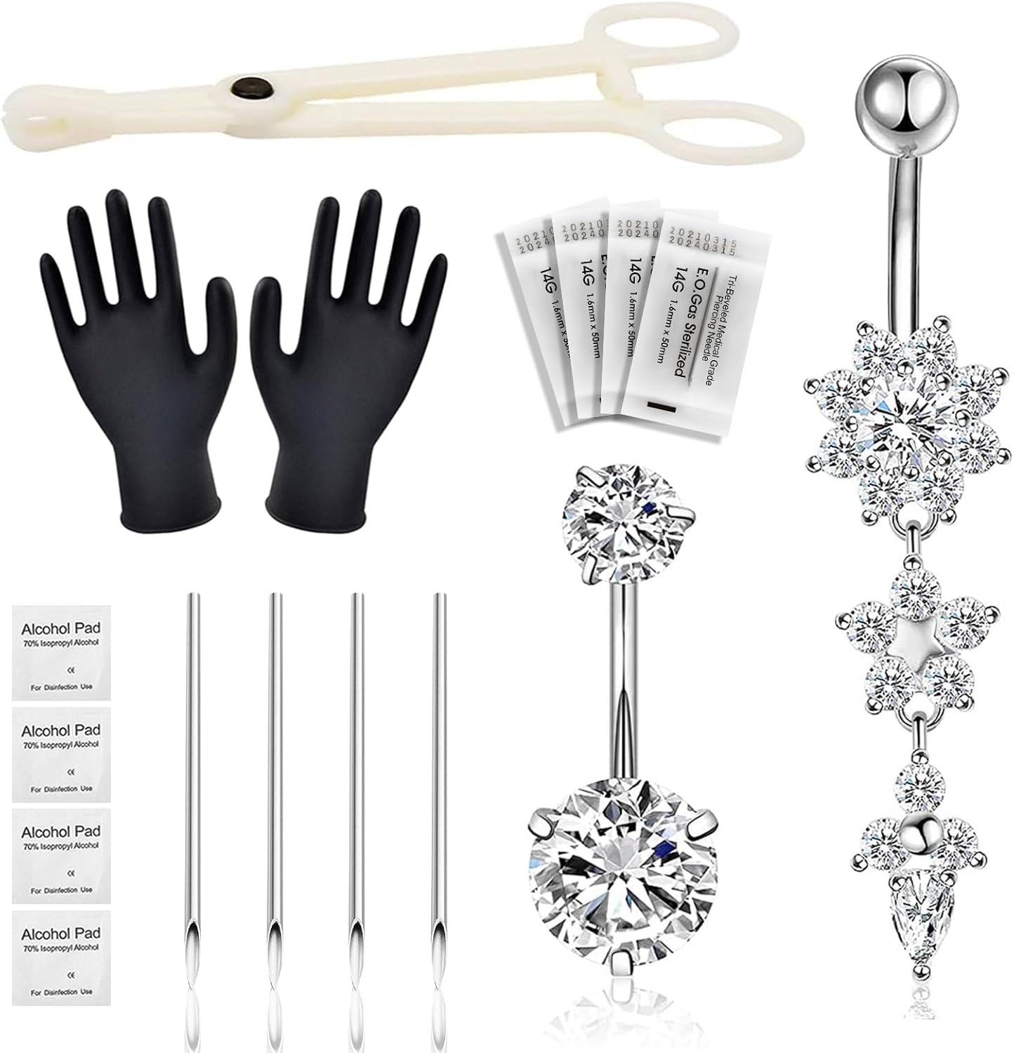 Belly Piercing Kit 13Pcs Button Includes 2Pcs 14G Belly...