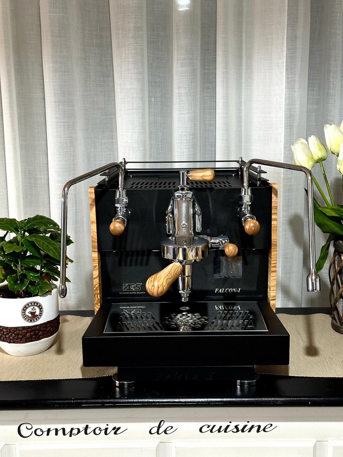 ACS Slayer Flow Control Preinfusion Falcon I Espresso Machine Black Olive E61