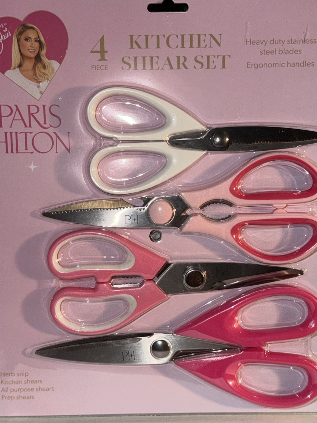 PARIS HILTON KITCHEN SHEAR SET 4 Pc: Herb Snip,Kitchen shears,All Purpose,Prep