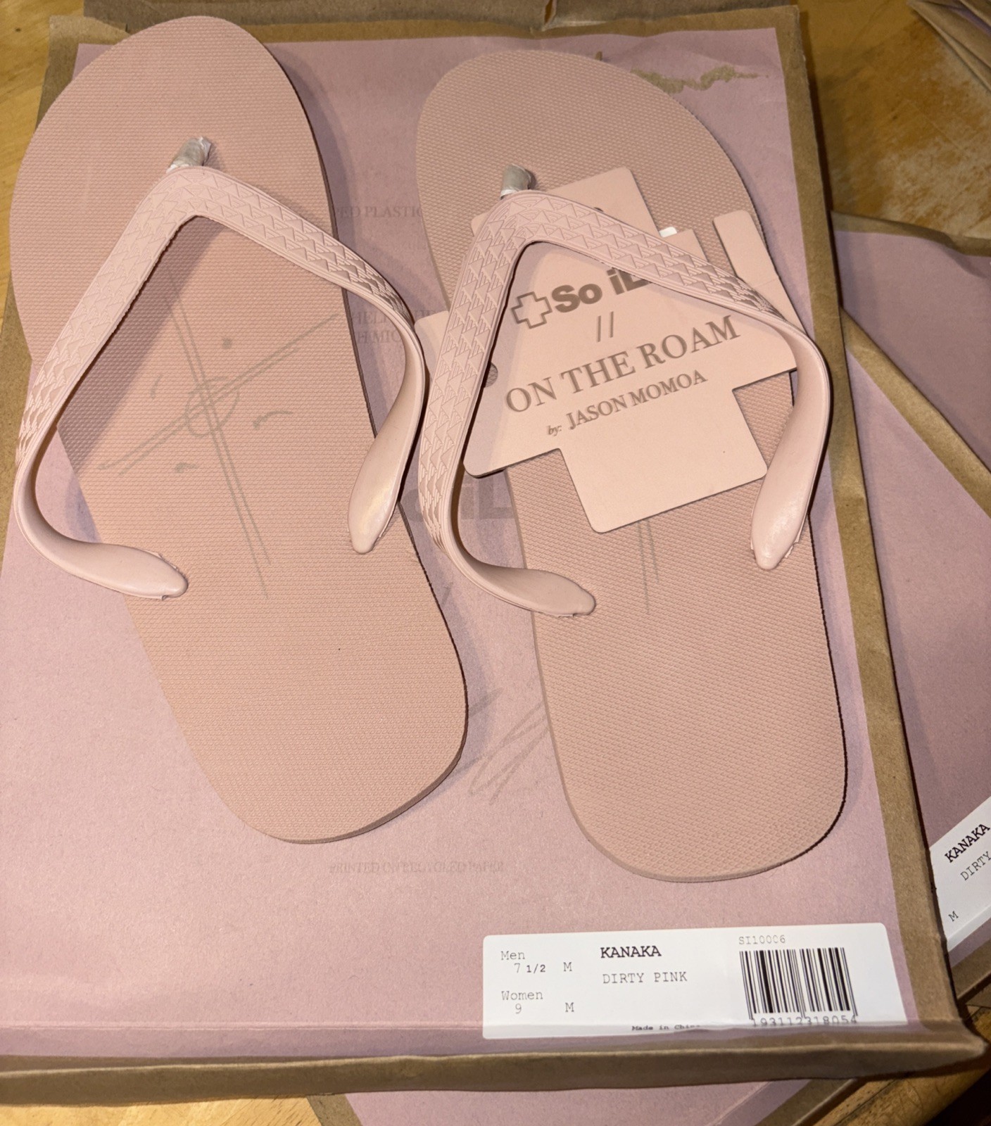 NEW! So iLL Jason Momoa Mens 7.5/Wmns 9.0 Dirty Pink Kanakas Flip Flops #8-012