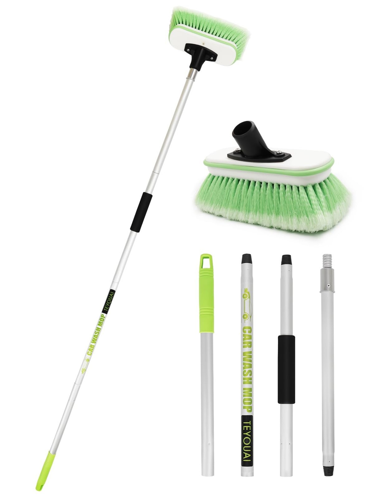 Boat Brush Telescoping Handle 4 Section Marine Scrub Extendable 20" to 62" Me...