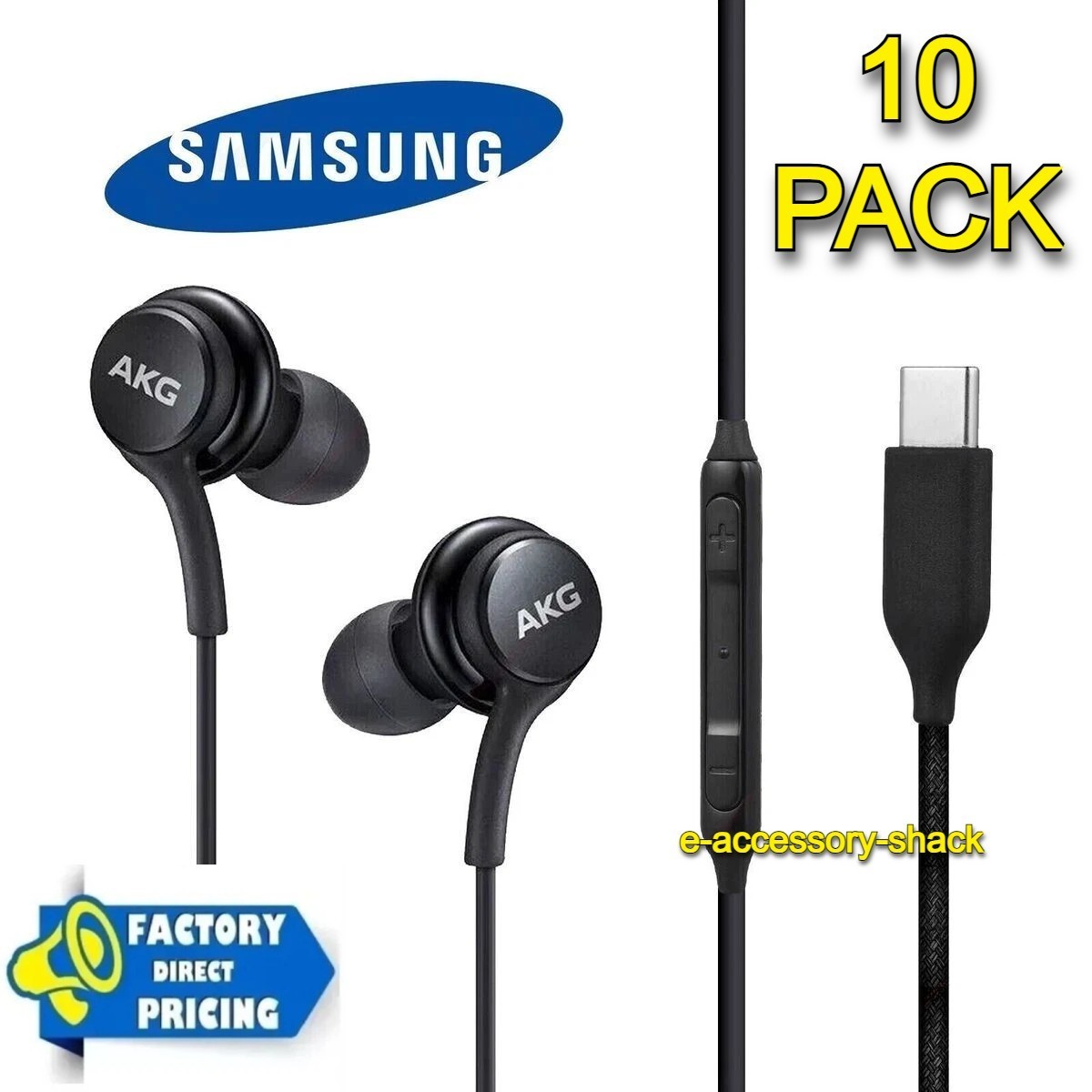 10 Pack USB-C Earbuds Earphones Stereo Braided Cable OEM Original Samsung AKG
