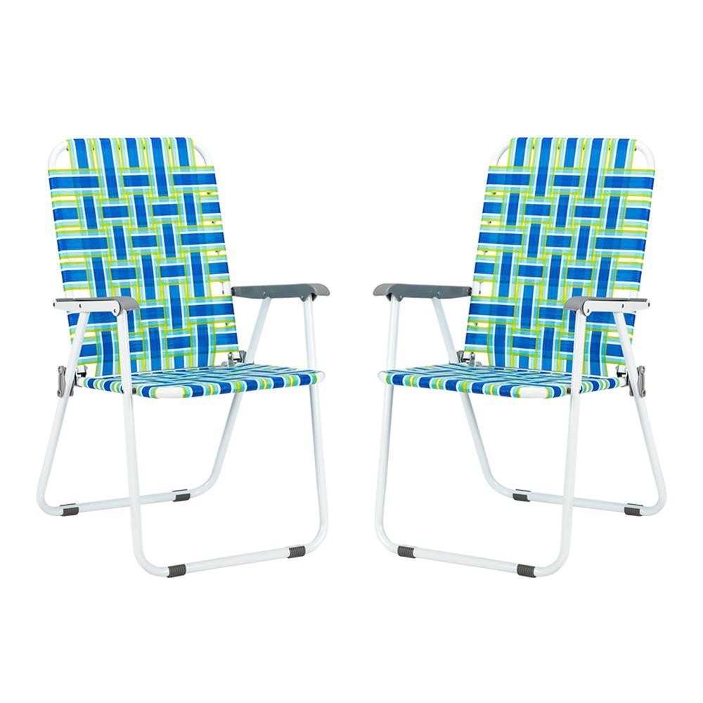 2 Pcs Folding Lounge Chairs Web Chair Beach Garden Patio Chair Webbed Chair