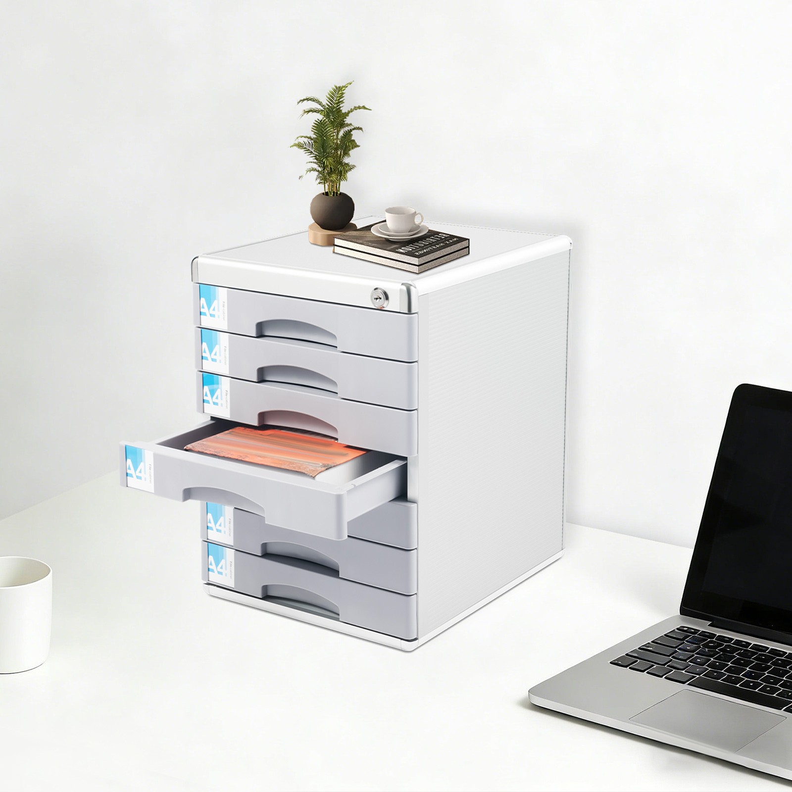 Office Filing Cabinet 7 Drawer Aluminum Alloy File Cabinet With Lock Desktop