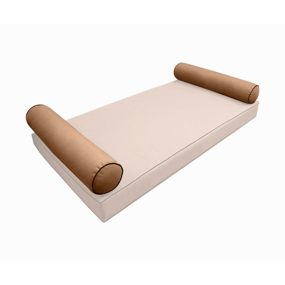 *COVER ONLY* Style5 Crib Size 26"x8" Contrast Piped Trim Bolster Slipcover AD104