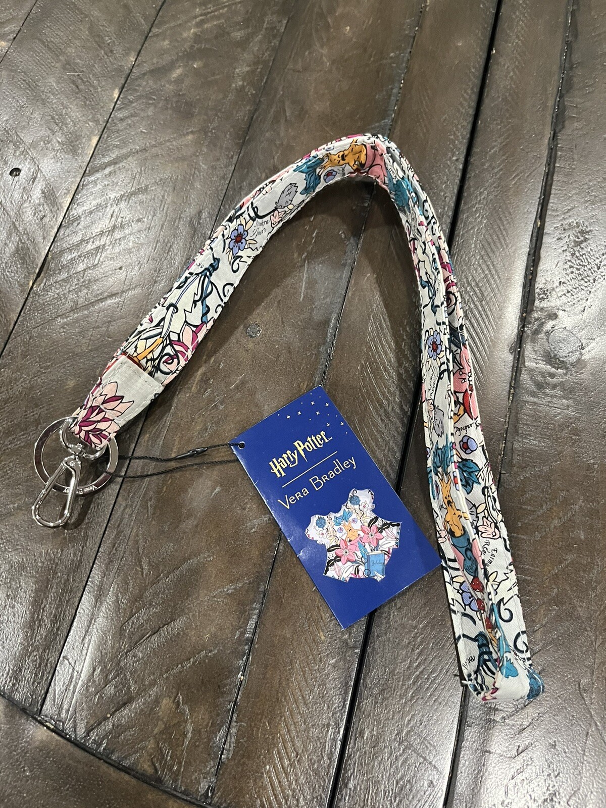 NEW Vera Bradley Harry Potter Herbology Flowers WIDE ID Lanyard Clip Key Ring