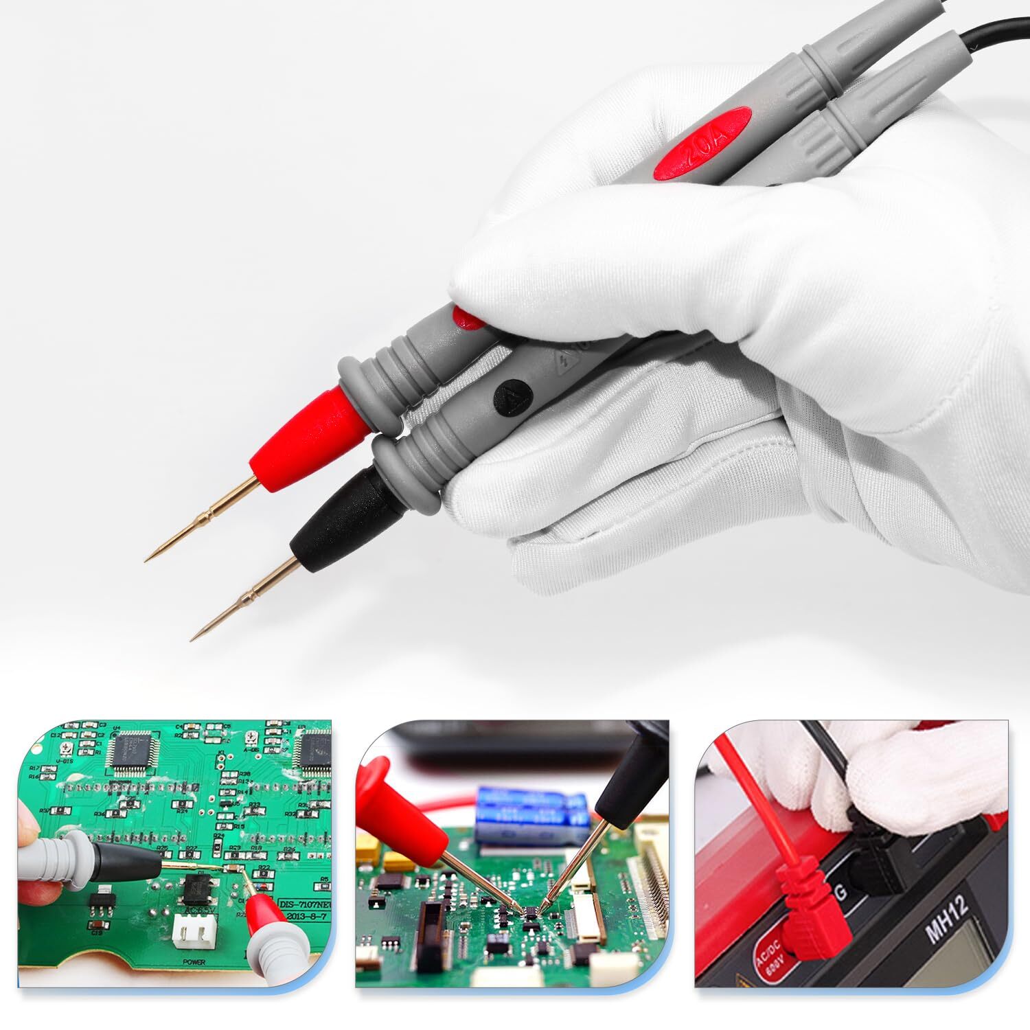 2 Pcs Professional Multimeter Test Leads 1000V 20A Digital Multi Tester Probes