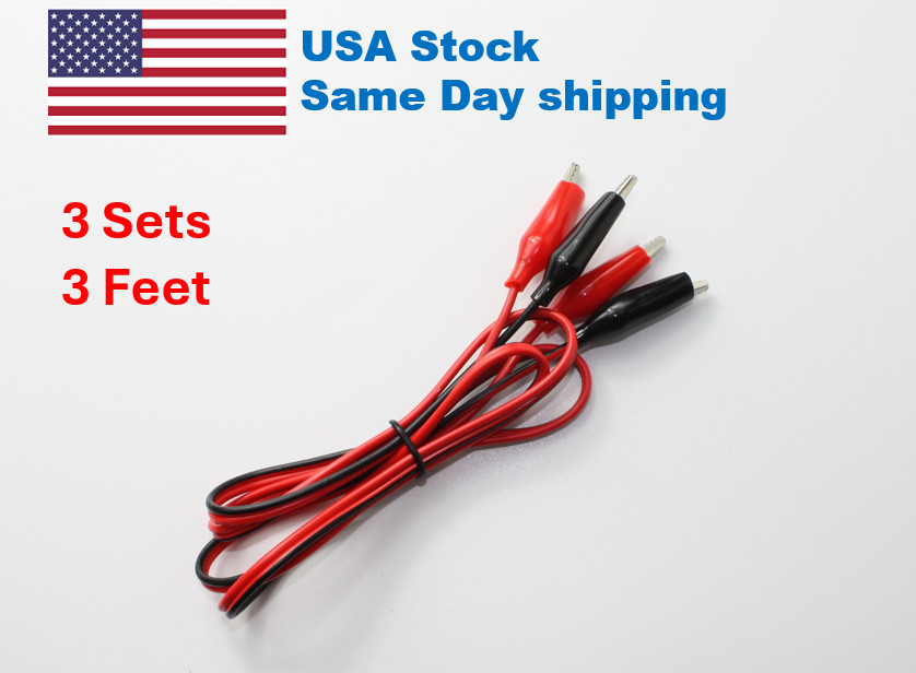 3 Pcs Double Ended Alligator Crocodile Clip Cable Electric Connector Test Wire