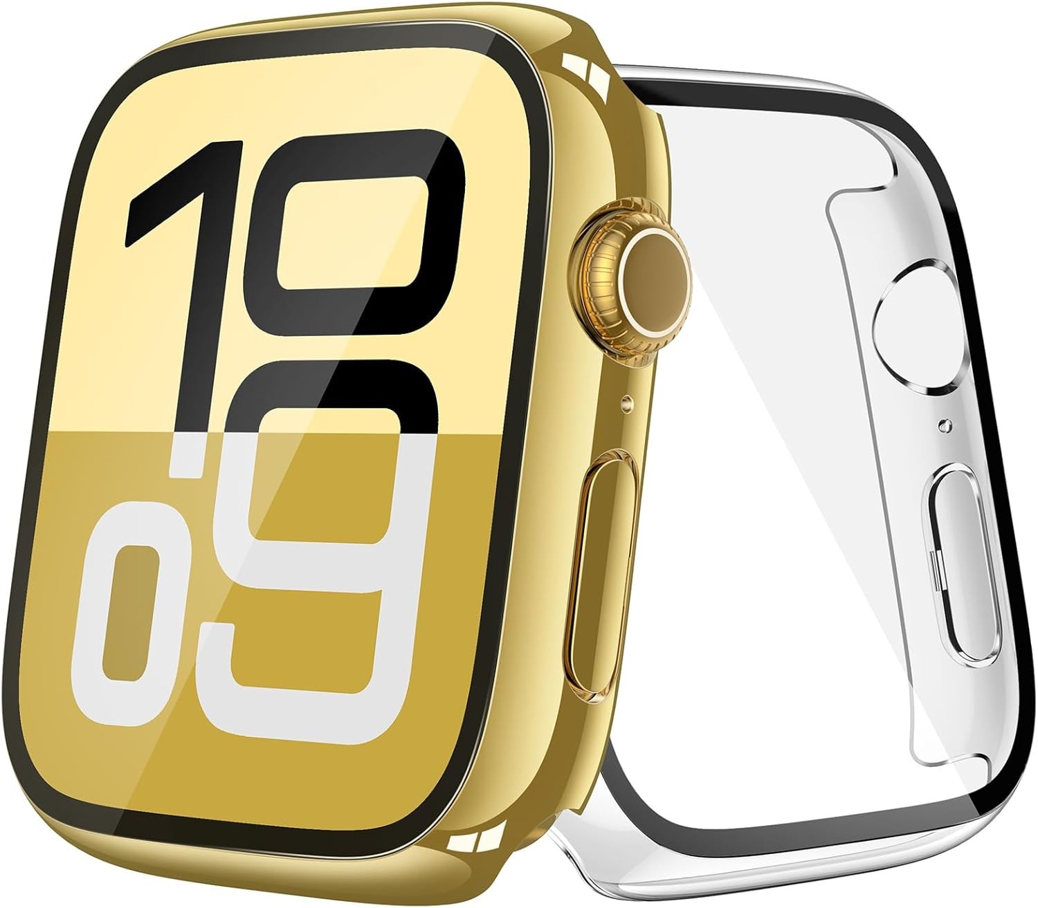 2-Pack Gold Case with Tempered Glass Screen Protector for Apple Watch 46mm