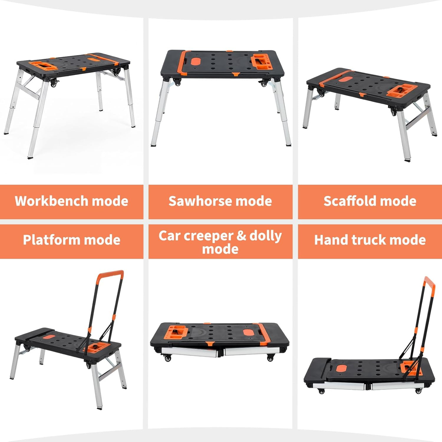 7-In-1 Multifunctional Folding Workbench & Work Table with Wheels, Portable Work