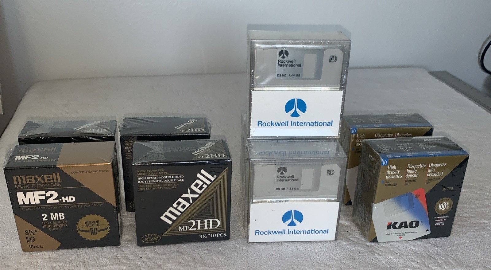 9 Boxes MAXELL KAO Rockwell MF 2HD 3.5" PC Floppy Disks 1.44 MB SEALED 10xBox
