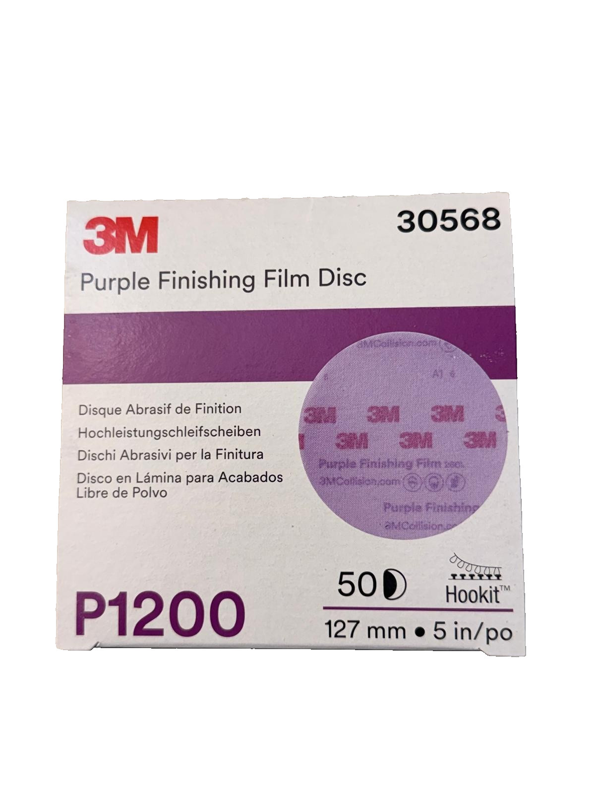 3M Hookit Purple Finishing Film Abrasive Disc 260L, 30568, 5 in, P1200