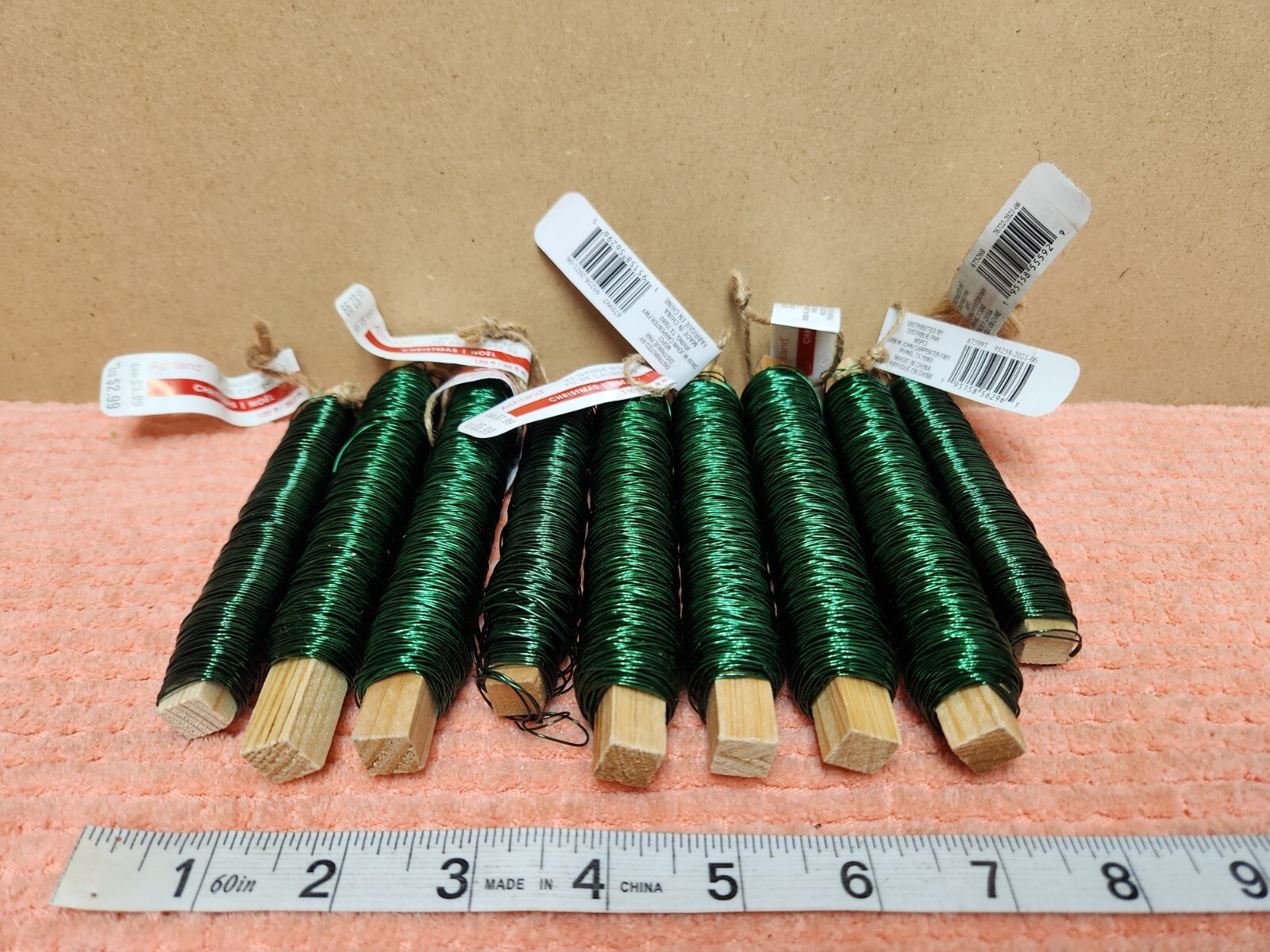 Ashland Christmas 22 Gauge Wire Christmas Wire Green Lot Of 9 120 & 170 Feet NEW