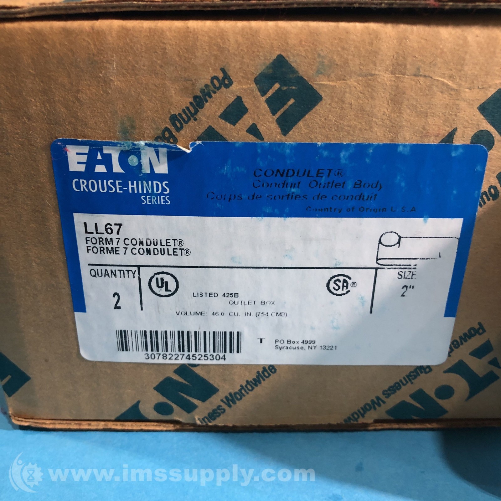 Eaton Corporation LL67 Box of 2 Form 7 Condulet Outlet Bodies 2537