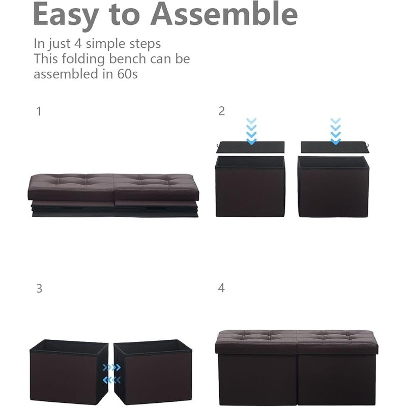 Stylish Folding Ottoman Storage Bench Multifunctional Footstool Living Room New